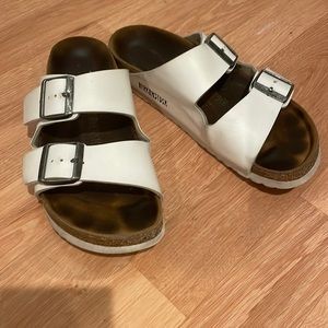 White Birkenstock Sandals, Size 38 (I wear a size 7 but size up in these)